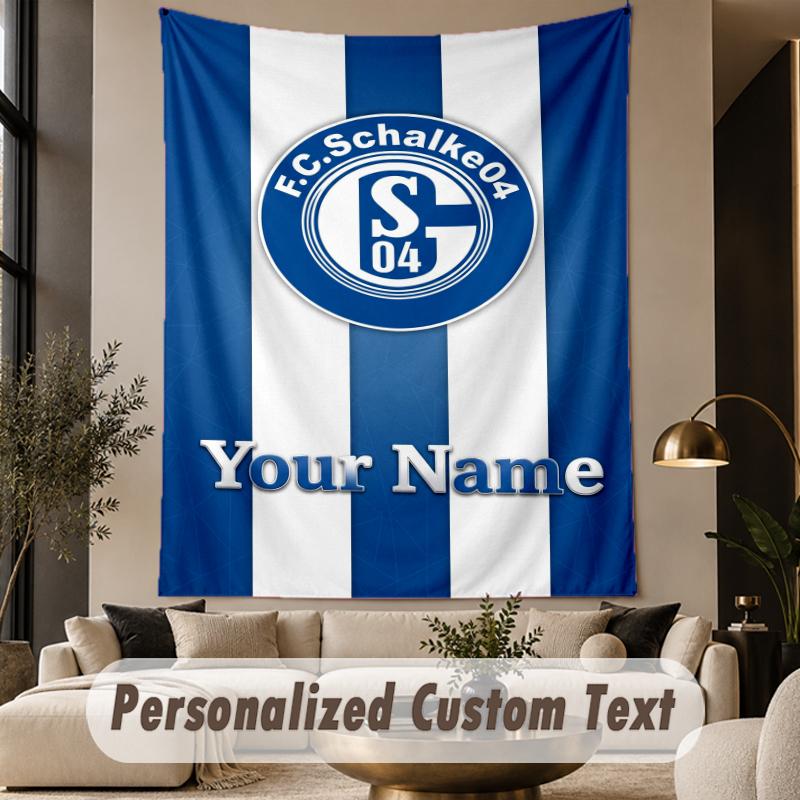 Custom Text Tapestry Schalke 04 FC Print Wall Tapestry Indoor Living Room Wall Decor