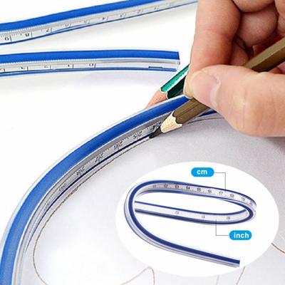 30 cm gebogenes Lineal zum Nähen, weich, flexibel, englische und metrische Skala, technisches Zeichenwerkzeug, Nähzubehör