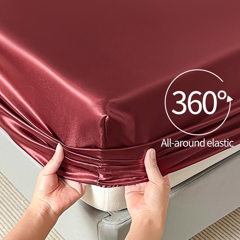 

Сатиновая эластичная простыня на резинке однотонная защита матраса простыня с 360-градусной резинкой для односпальной, двуспальной, семейной, королевской, полуторной кровати Twin 99x190cm