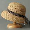 Summer Floral Straps Hollow Shade Straw Hat Beach Idyllic Sun Protection Straw Hat Raffia Fashion Versatile