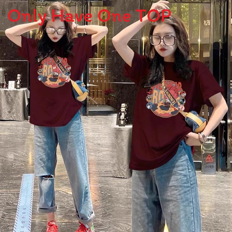 Streetwear T Shirt For Women With Cotton Fabric And Vintage Print For Casual Spring Summer Wear