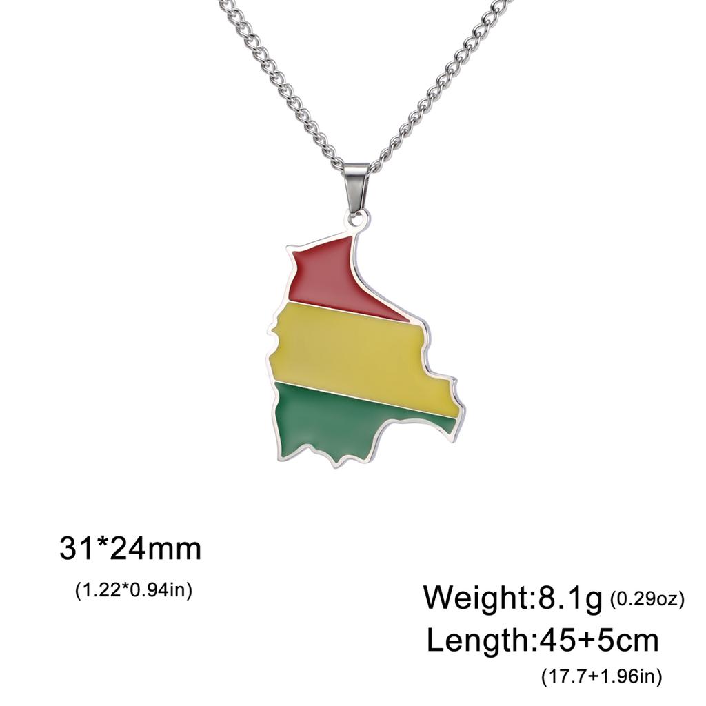 EUEAVAN Latin American Country Map Necklace Stainless Steel Haiti Argentina Venezuela Colombia Chile Flag Jewelry Gift Wholesale