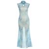 2026 European and American pure desire sexy celebrity temperament style improved cheongsam waist mesh yarn hip-wrapped dress women