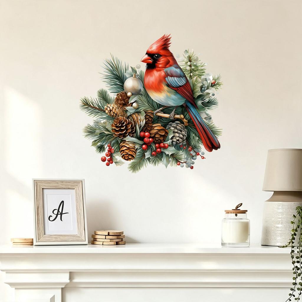 Sticker Feather Bird Christmas Self-adhesive Wall Sticker for Bedroom Wall Holiday Decoration Sticker