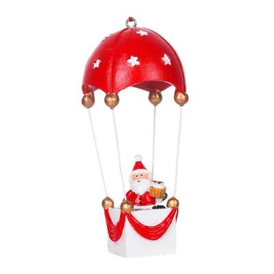 Festivo Paracadute Babbo Natale Ornamento Albero di Natale, Decorazione Festiva Rossa/Dorata con Accenti a Stella, Perfetto per Feste, Celebrazioni Festive all'Aperto