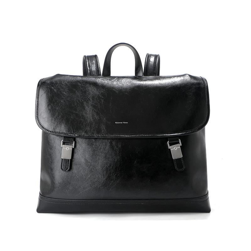 Рюкзак из натуральной кожи в стиле легкой роскоши вместительный модный повседневный женский рюкзак-сумка простой деловой рюкзак для commuters с отделением для компьютера 361230cm чёрный 11090₽