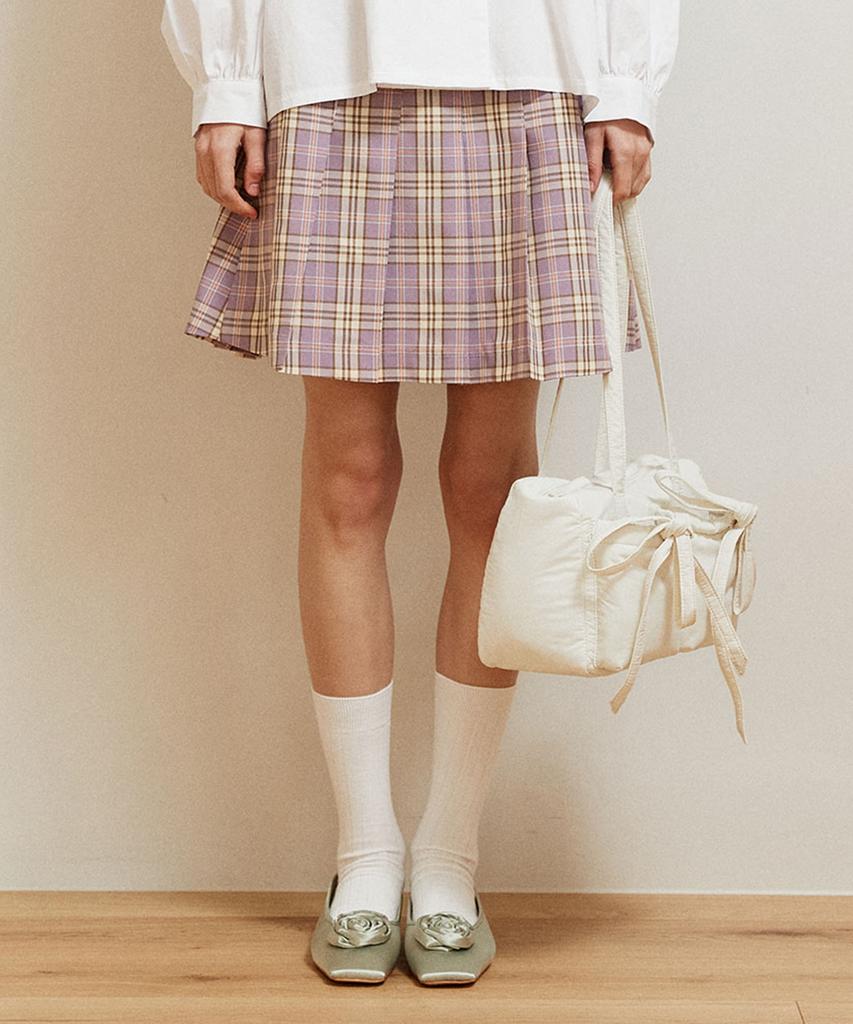 Selliteiljeu Check Pleated Mini Skirt_Purple