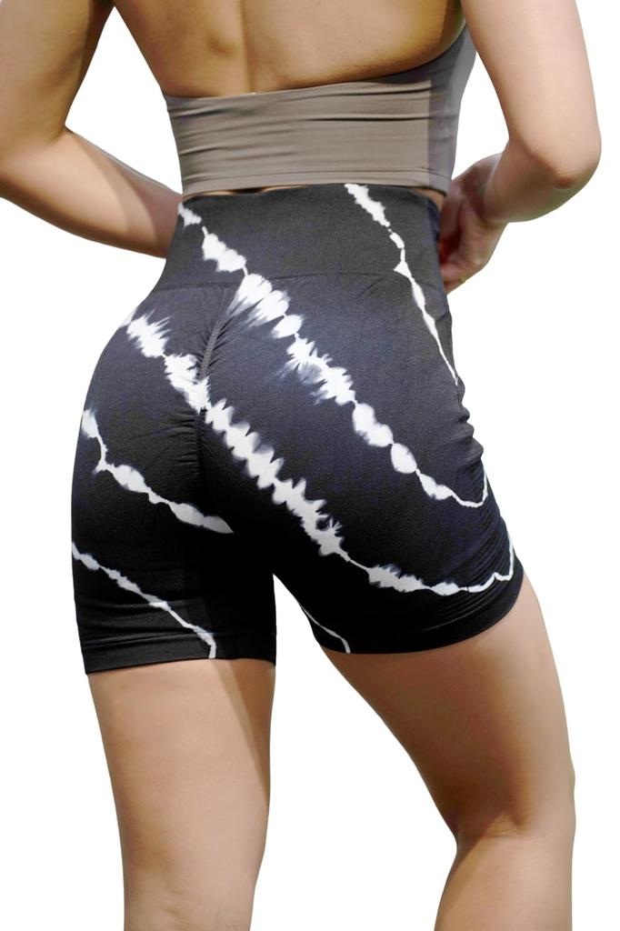 VEROMAN Marble Print Short Leggings for and Sports Size Women's Yoga, Buttocks, (Black, M) Ppi-lef071