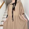 New Arrivals Open Run Women Puff Sleeve Ribbon Design Long Dress