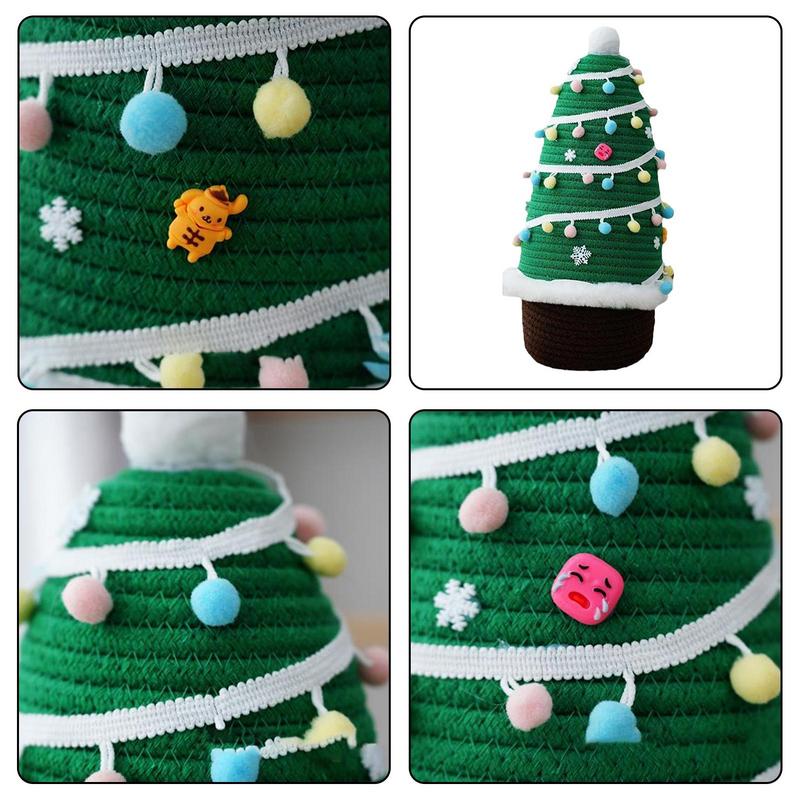 Christmas Rope Basket Holiday Christmas Tree Shape Storage Box 42cm/16.5inch Holiday Storage Box Hamper Storage Bins With Lids