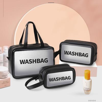 Černá průhledná přenosná dámská cestovní taška na mytí, vodotěsná taška na make-up, velkokapacitní kosmetický organizér