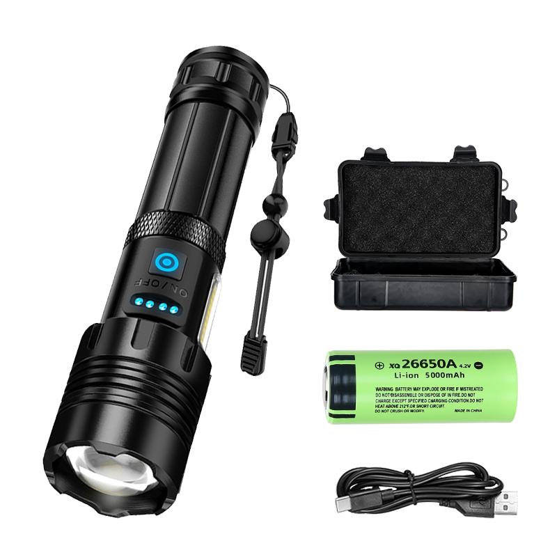 Powerful Rechargeable Led Flashlights Ultra Bright Tactical Torch Light Emergency Telescopic Zoom Light for Outdoor Camping Lamp
