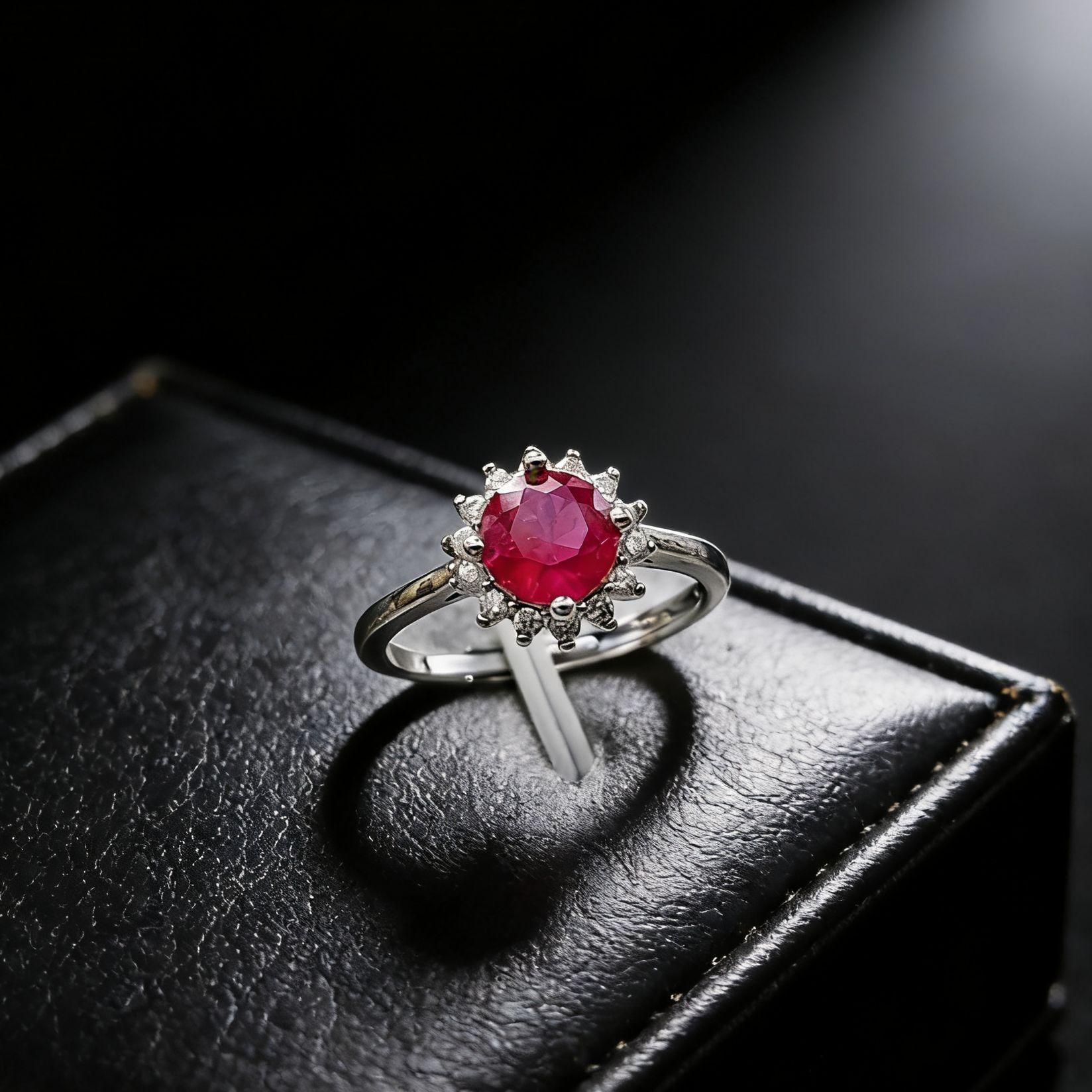 Модное ювелирное изделие Симуляция одного карата Выращенный рубин Подсолнух Кольцо Легкая роскошь Изумруд Сокровище Кольцо opening adjustable