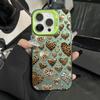 Love Heart Leopard Print Electroplate Silver Phone Case For iPhone 16 Pro Max 15 14 13 12 11 7 8 Plus X XS XR Shockproof Cover