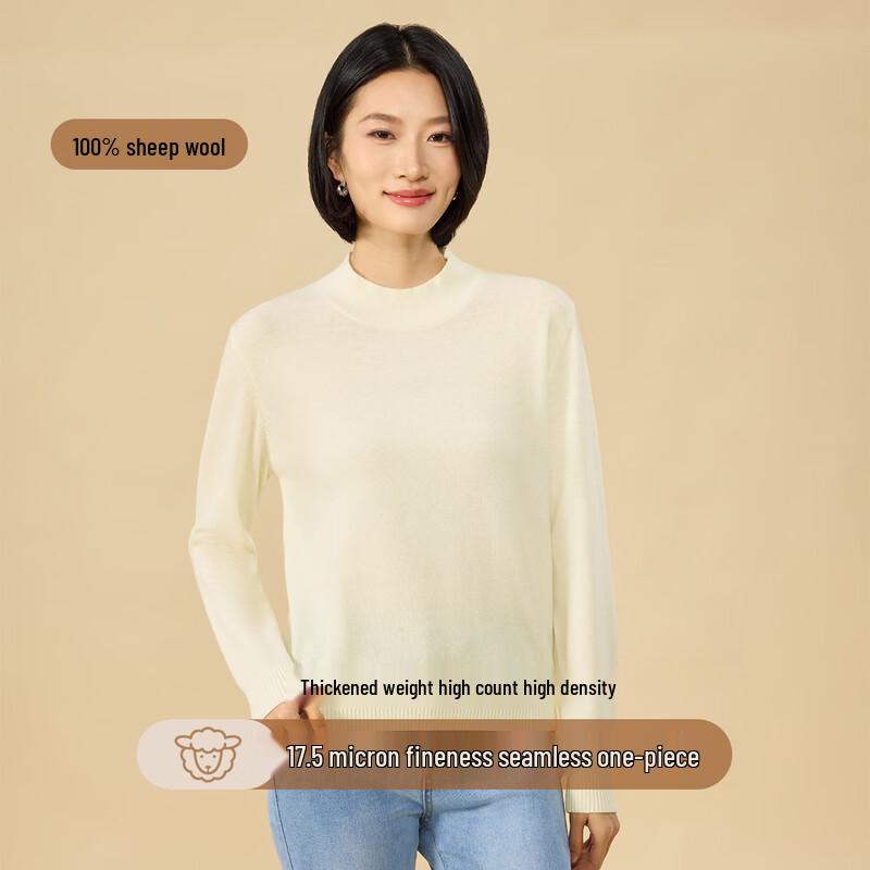 Northern Deer 100% Merino Wool Classic Mock Neck Pullover Sweater