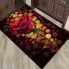 Red Rose Gold Coin Rug for Romantic Bedroom Luxury Floral Design Living Room Carpet Anti Slip Carpet Can Be Machine Washed