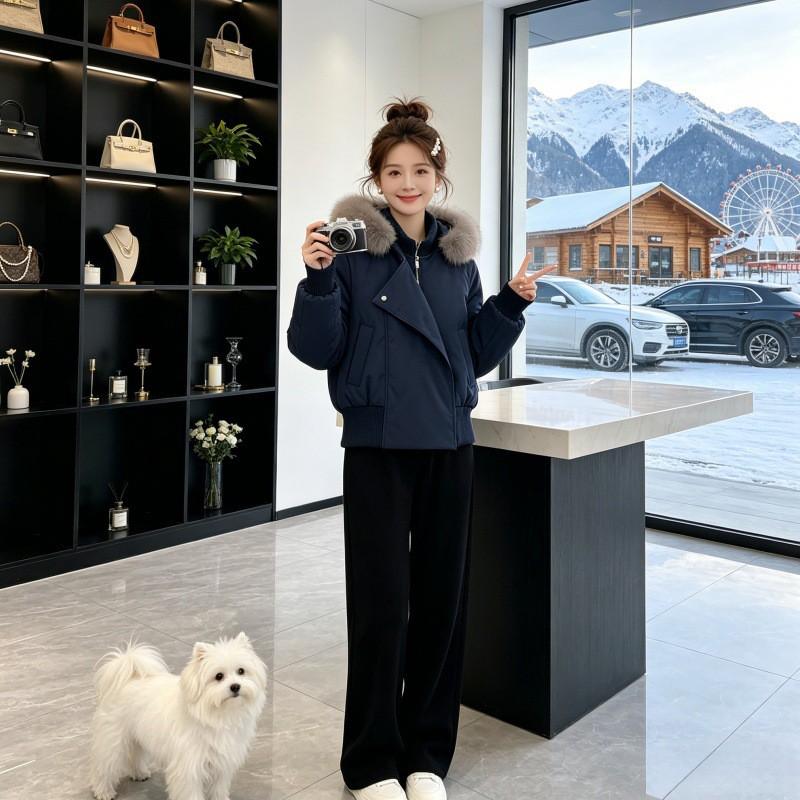 2026 Winter Oversized Hooded Cotton Puffer Coat Women Plus Size Thick Warm Short Jacket With Faux Fur Collar