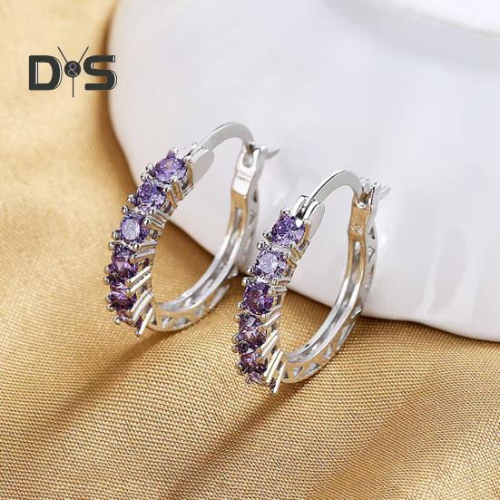 Stříbrné kruhové náušnice pro ženy s kubickým zirkonem, kruhové náušnice pro dárky ke Dni matek, výročí, narozeninám