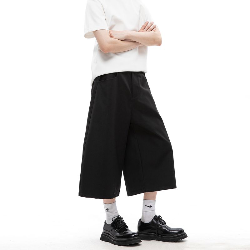 

Dream Made American-Style Cleanfit Commuter Cropped Trousers for Men, Summer Straight-Leg Loose Casual Shorts Black 2XL