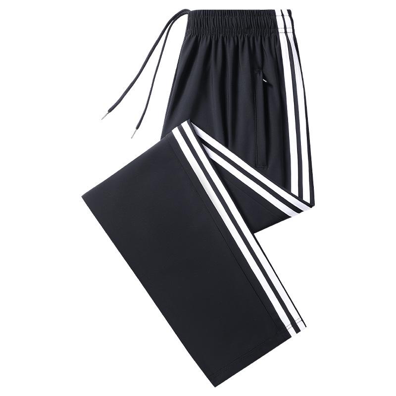 Navy Blue Ultra-Thin School Uniform Pants with Two White Stripes for Students