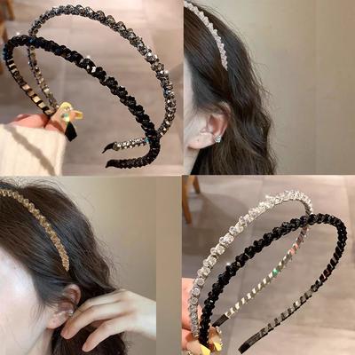 2 Stück Mode Vintage Kristall Kopfschmuck Stirnband Frauen Mädchen Haarbänder Koreanisches Haarband für Hochzeitsparty Haaraccessoires