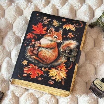 Squirrel Leather Journal: Vintage Handmade Grimoire Book of Shadows
