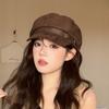 Warm Newsboy Hat Flat Top Women Octagonal Hat Casual Suede Berets  Autumn Winter