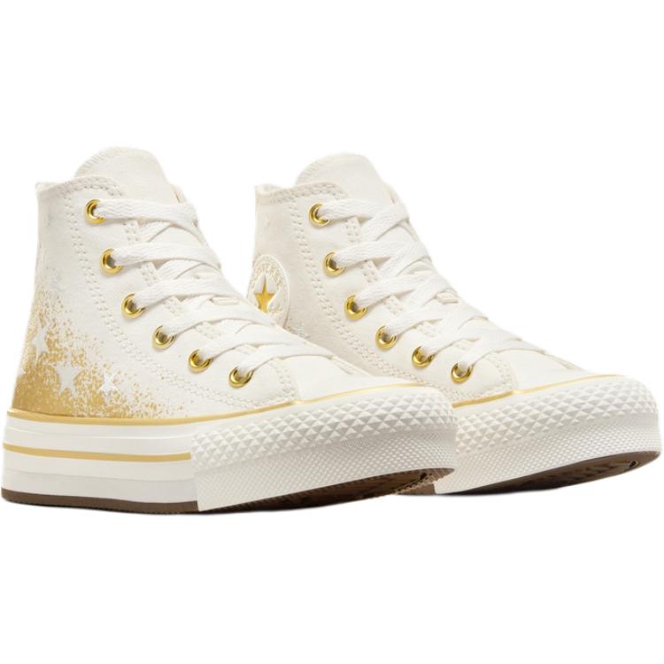 Converse All Star Canvas EVA Lift Fashion Versatile High Top Kids Canvas Shoes Kids Sneakers White Yellow A12877C