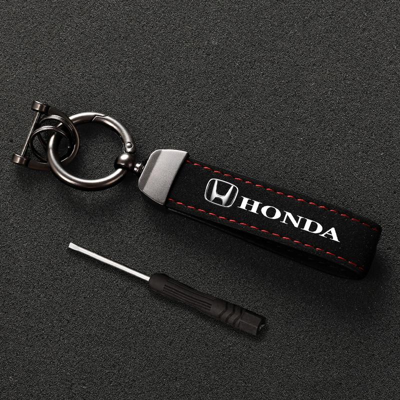 Suede Car Keyring Pendant Car Emblem Keychain For Honda Civic Accord Crosstour Spirior Odyssey Avancier UR-V Sienna Elysion CR-Z TT5