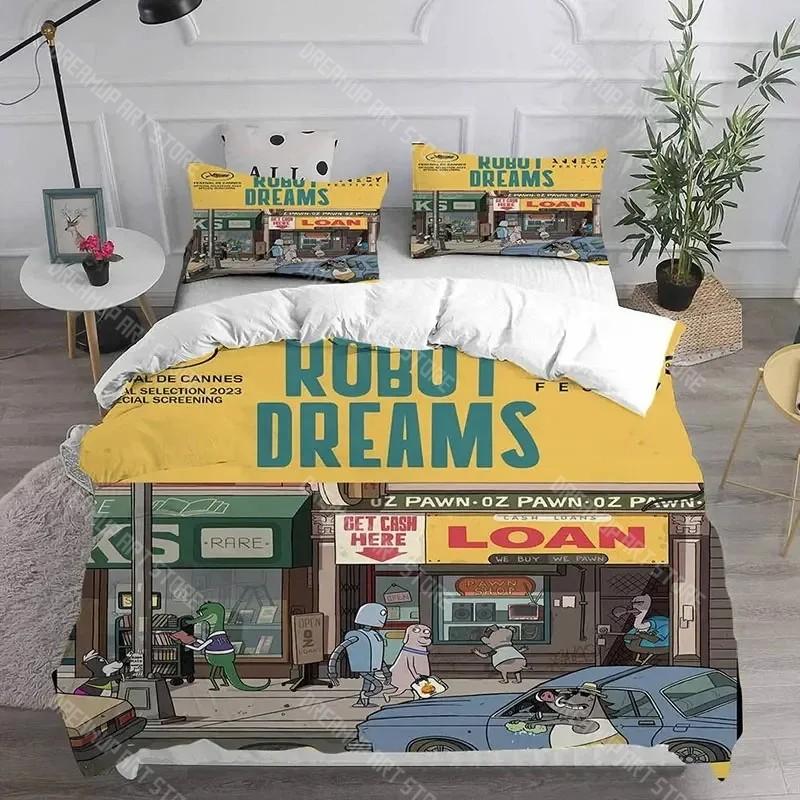 Cartoon Robot Dreams Bettwäschesets Steppdecke Tagesdecke Bettbezug Kissenbezugsets Kinder Erwachsenengröße Heimtextilien