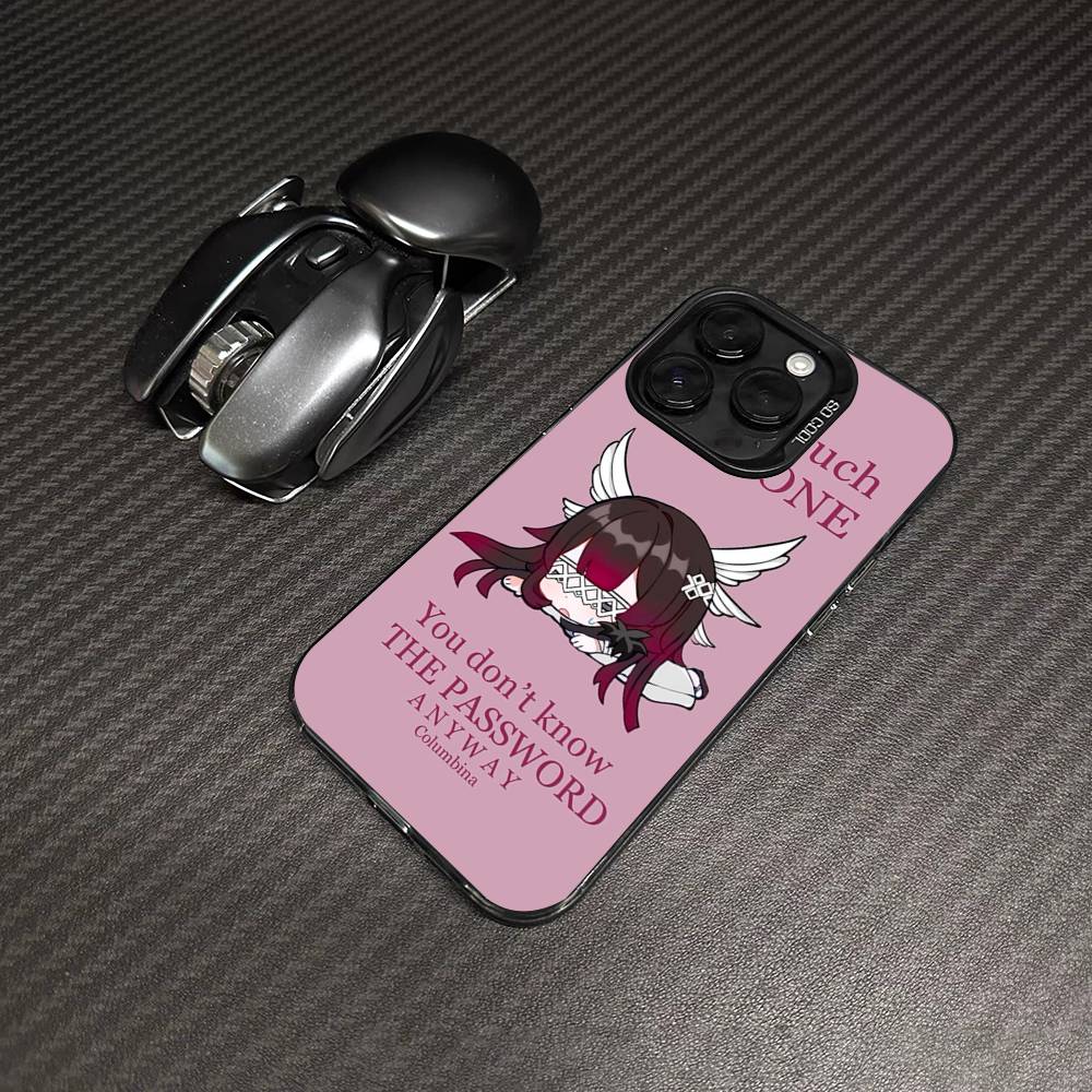 Genshin Impact Columbina Für iPhone 15 14 13 Plus 17 16 12 11 Pro Max Matt Farbige Silberne Luxus Handyhülle