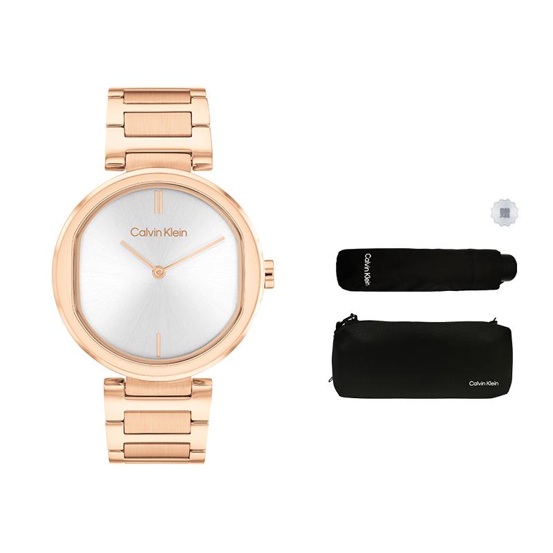 Calvin Klein Quartz Watch Stainless Steel Band 36Mm Silver Dial Elegant Fashion Waterproof Women watches 25200253 Rose Gold
