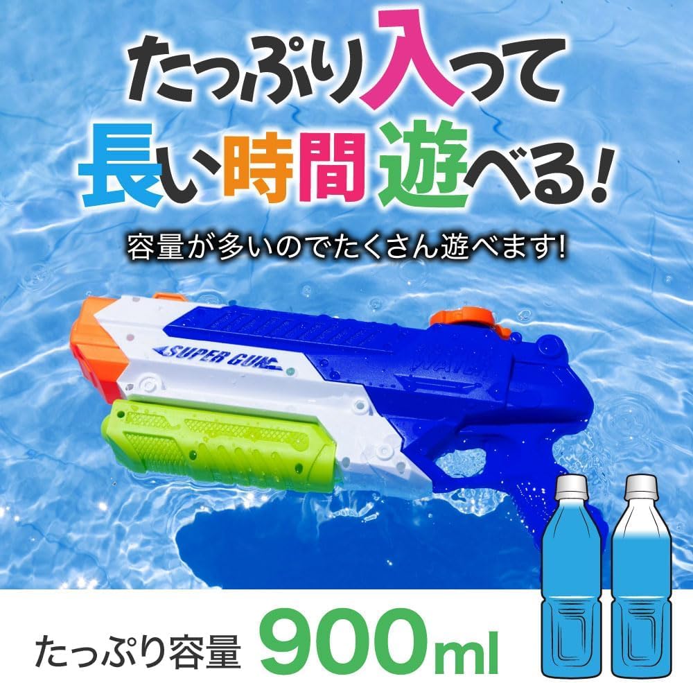 Water Gun, Large Capacity 900ml, 8m Distance, Set of 2, Kids' Water Gun, for Pool and Bath Play (4)