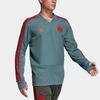 adidas FCB TR Top Spliced Logo Print Stripe V-Neck Bayern Football Pullover Long Sleeve T-Shirt Men Tops CW7259