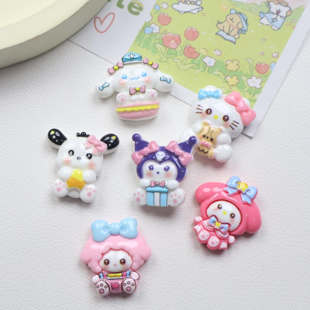 12/120PCS Cartoon DIY Resin Accessories Bow Tie Animal Handmade Cream Glue Hair Clip Phone Case Shoe Buckle Pendant Unisex