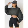 2025 Cross-Border Navel round Neck Hoodie European and American Women clothes Short Sports Bottoming Shirt T-shirt Knit Long sleeve Top