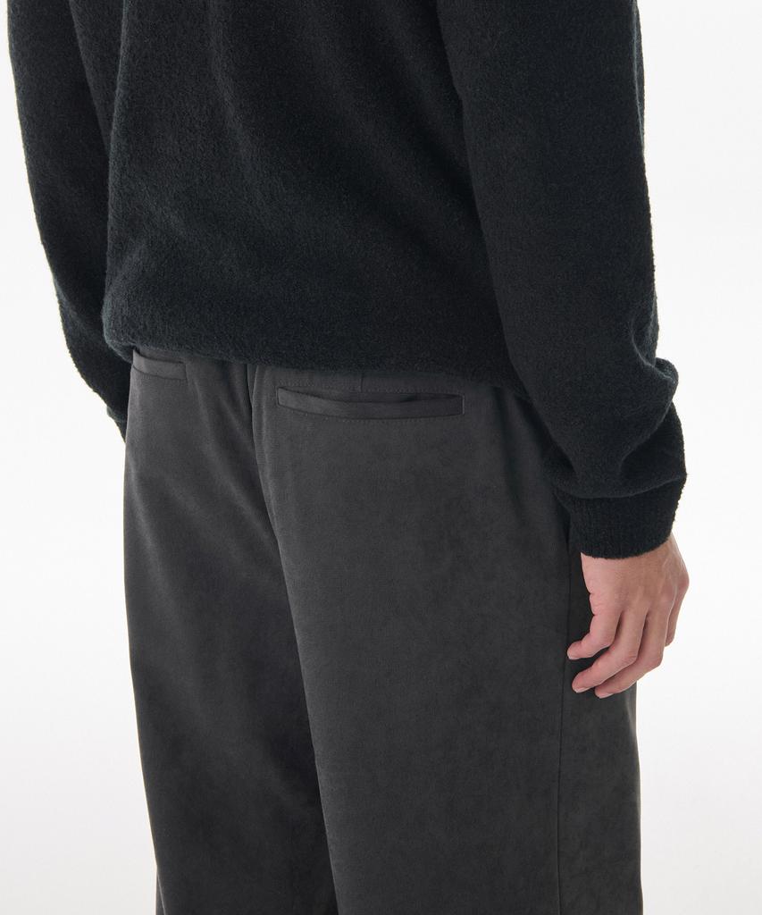 Musinsa Standard Brushed One-Pleat Wide Elastic Pants [Gunmetal]