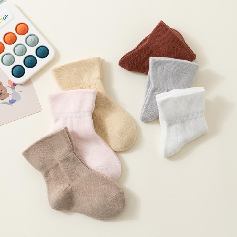 Kids Cotton Socks For Girl Boys Casual Solid Children's Socks For Baby Toddler Comfortable Soft Socks For Babies Spring Autumn