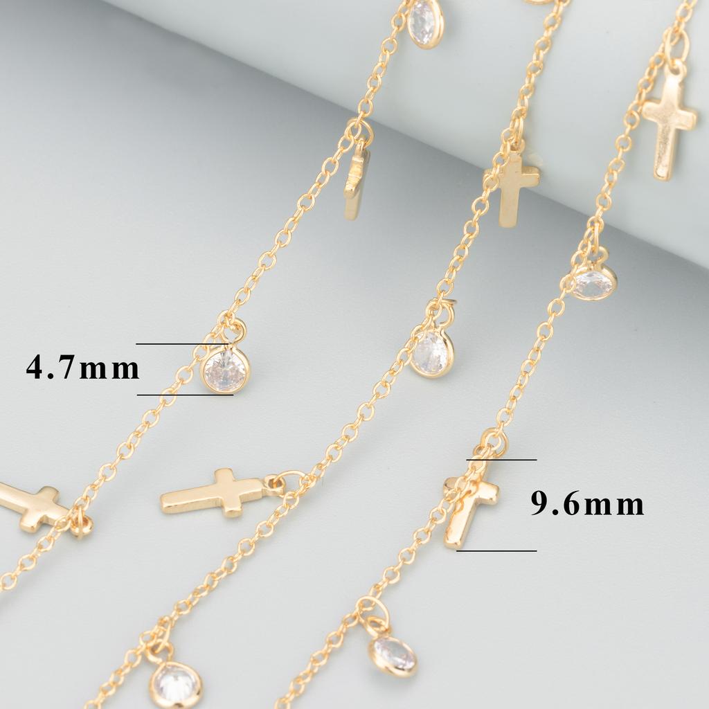 C67 1m/lot Necklace Tassel Chain Simple Style 18K Gold Plated Trendy Copper Zircons Jewelry Making Accessories