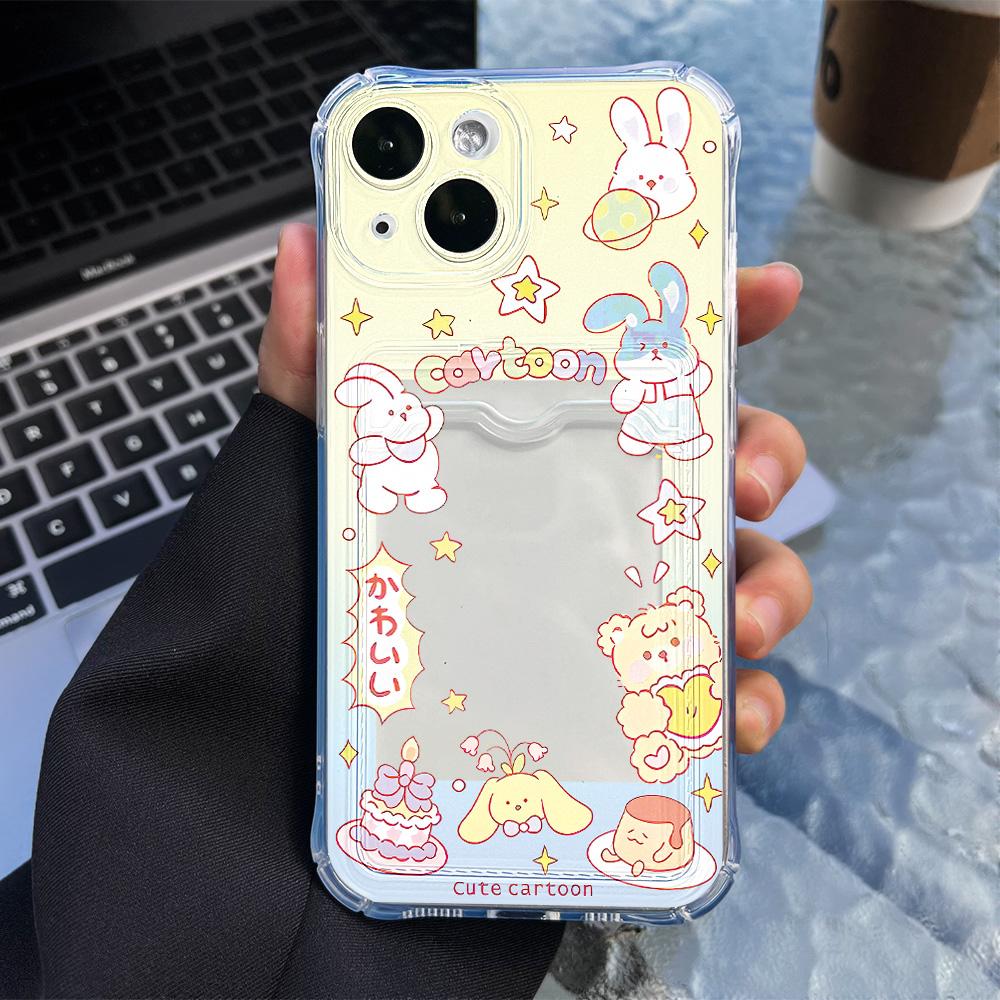 Korttelefonveske for iPhone 11 13 XR 15 14 Pro Max iPhone 12 16 7 8 Plus XS Max Samsung S24 S23 A15 A55 A05 A54 Redmi 12 13C 13 9 Cartoon Protection