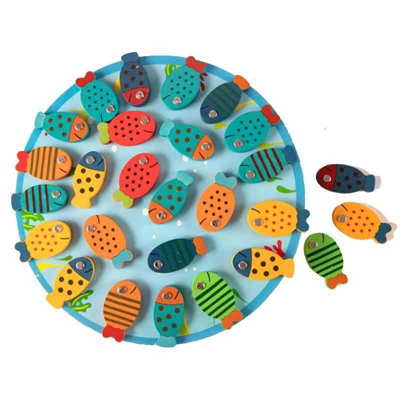 Wooden Fishing Puzzle For Children With Multicolor Design For Developmental Fun
