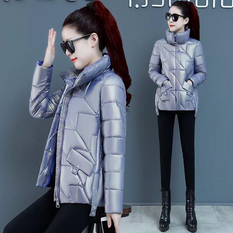 Geacă de Iarnă pentru Femei Modă Geacă Lucioasă Căptușită cu Bumbac Parka Dama Largă Scurtă Groasă Călduroasă Casual Haine Exterioare Dama