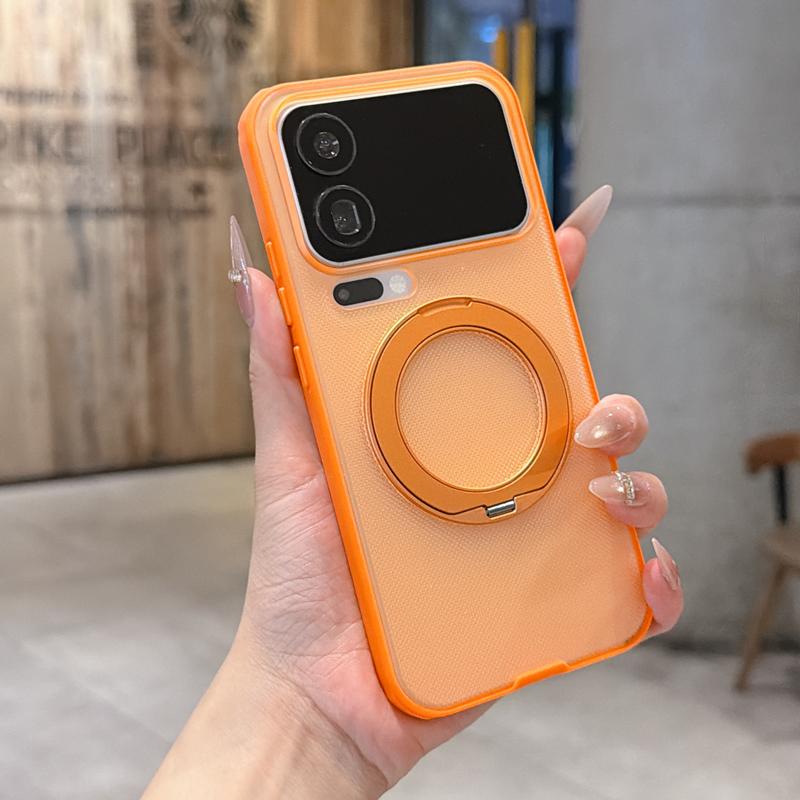 

Для Xiaomi 17 Pro Max Чехол Текстурированная Задняя Панель 360° Вращающаяся Металлическая Подставка С Магнетизмом Матовый Противоскользящий Хват Чехол Pc + tpu&Xiaomi 17 pro max оранжевый