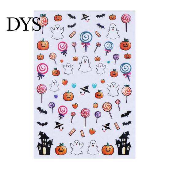 Self Adhesive Nail Decals Halloween Art Stickers, Cartoon Pumpkin Ghost Bat for Waterproof Stickers Decorations, Self-Adhesive Holiday Manicure Women