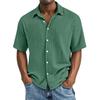 Men's Short Sleeve Shirt, Solid Color Moisture Wicking Button-Up Shirt, Regular Fit Collared Casual Summer Top