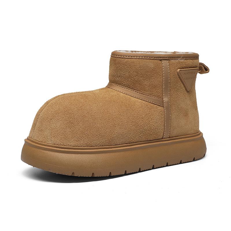 European Station Winter New Kapibara Matte Leather Thickened Snow Cotton Boots Bread Shoes Small Women's Shoes