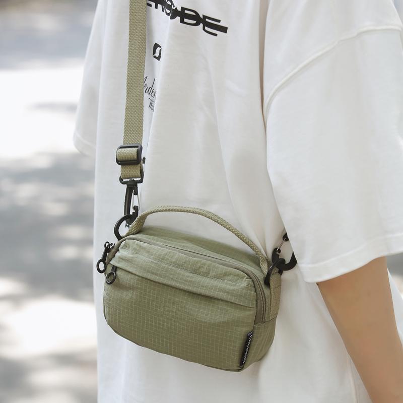 Women Nylon Small Handbag Men Waterproof Lightweight Shoulder Bag Solid Color Crossbody Mobile Phone Bag