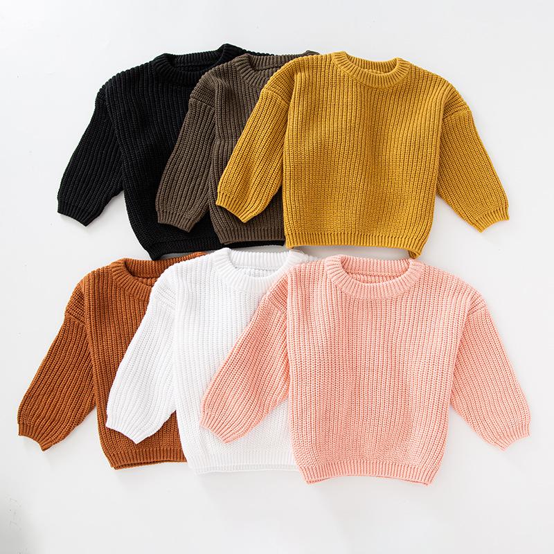 Hot Selling Girls' Solid Color Knit Pullover Sweater