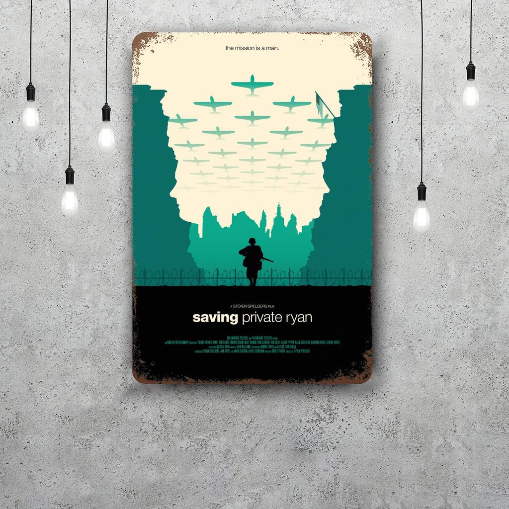 Saving Private Ryan Movie Decor Poster Vintage Tin Sign Metal Sign Decorative Plaque for Pub Bar Man Cave Club Wall Decoration