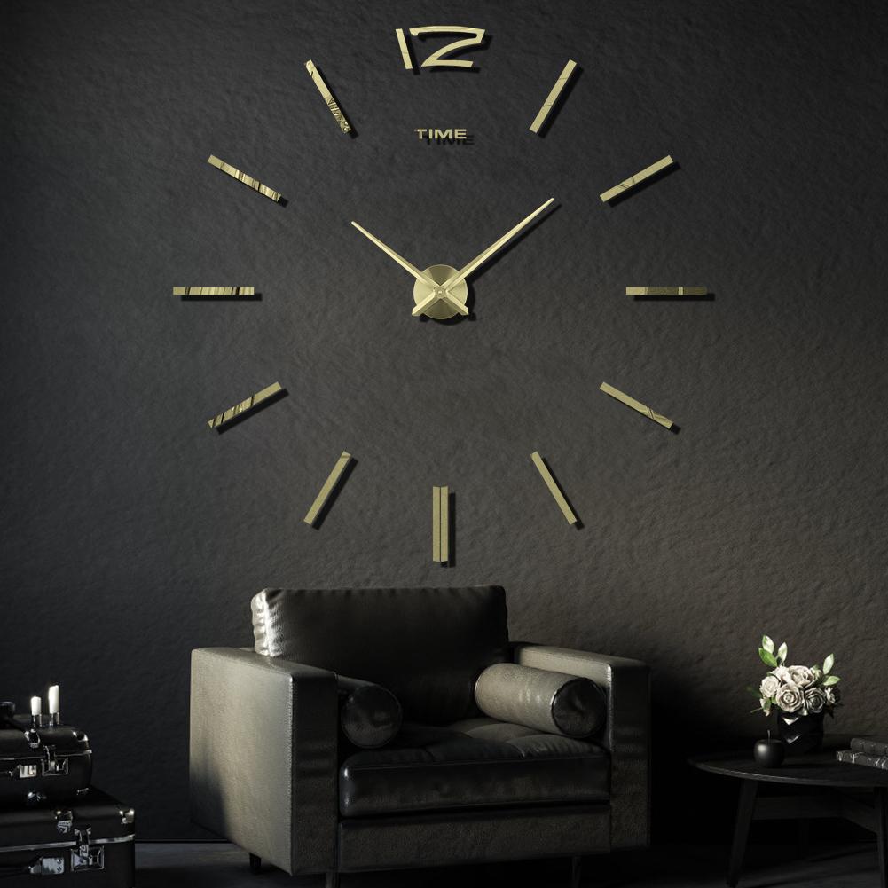 City Art Unique Nordic Luxury Acrylic Sticker Silver Big DIY 3D Home Decoration Modern Wall Clocks Wall Horloge Reloj Pared